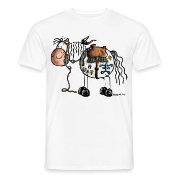 Funny Western Horse - Cartoon - Men's T-Shirt - white - Front - AI Model Male 178 dark (178cm)