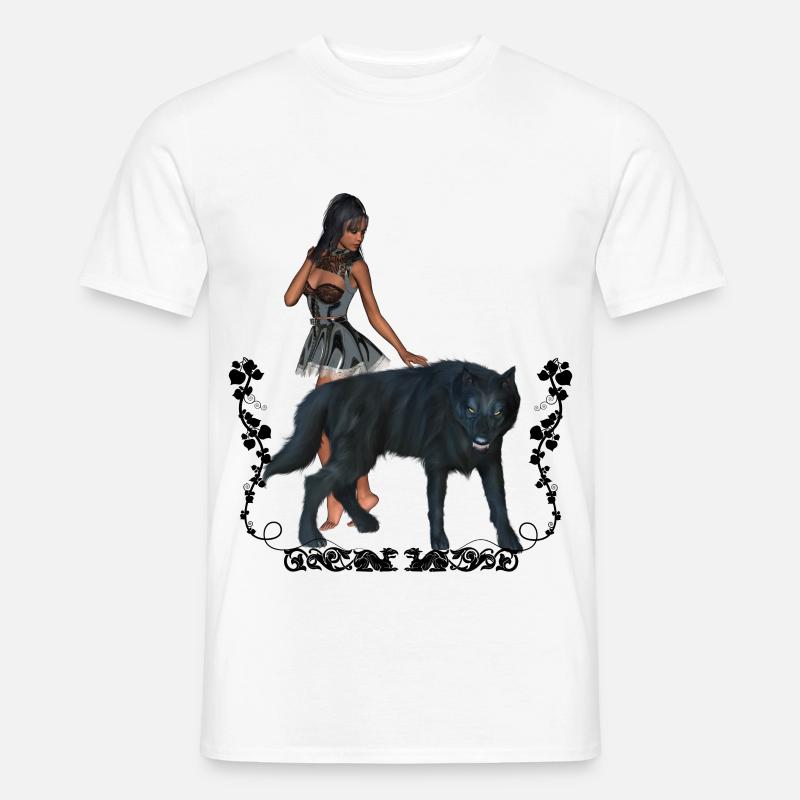Mit dem Wolf umwerfend - Männer T-Shirt - Weiß