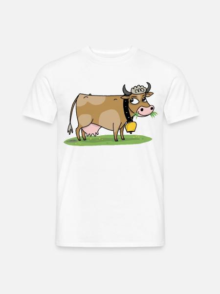 Kuh mit Glocke auf der Wiese - Männer T-Shirt - Weiß