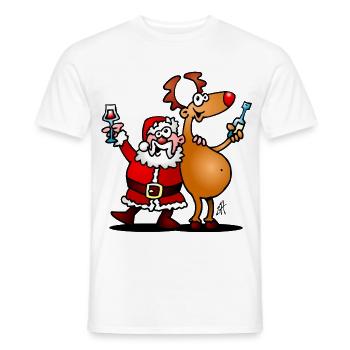 Weihnachtsmann und seine Rentiere - Männer T-Shirt - Weiß - Vorne - AI Model Male 178 dark (178cm)