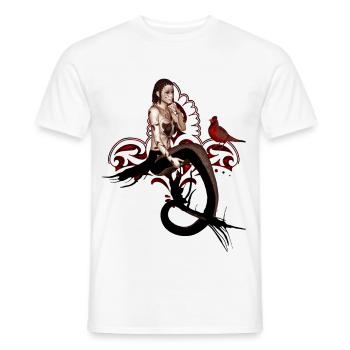 Magnifique sirène noire assise dans un arbre - T-shirt homme - blanc - Devant - AI Model Male 178 dark (178cm)