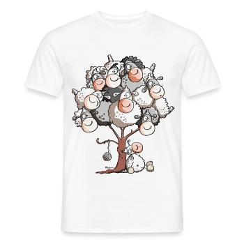 Funny Sheep Tree - Men's T-Shirt - white - Front - AI Model Male 178 dark (178cm)
