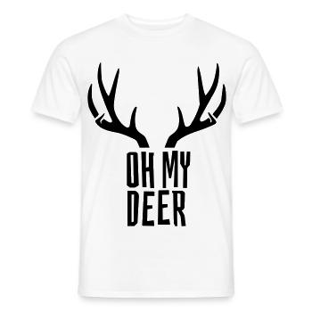 Oh My Deer Geweih Wortspiel Hirsch Humor - Männer T-Shirt - Weiß - Vorne - AI Model Male 178 dark (178cm)