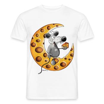 The Mouse Love Cheese - Men's T-Shirt - white - Front - AI Model Male 178 dark (178cm)