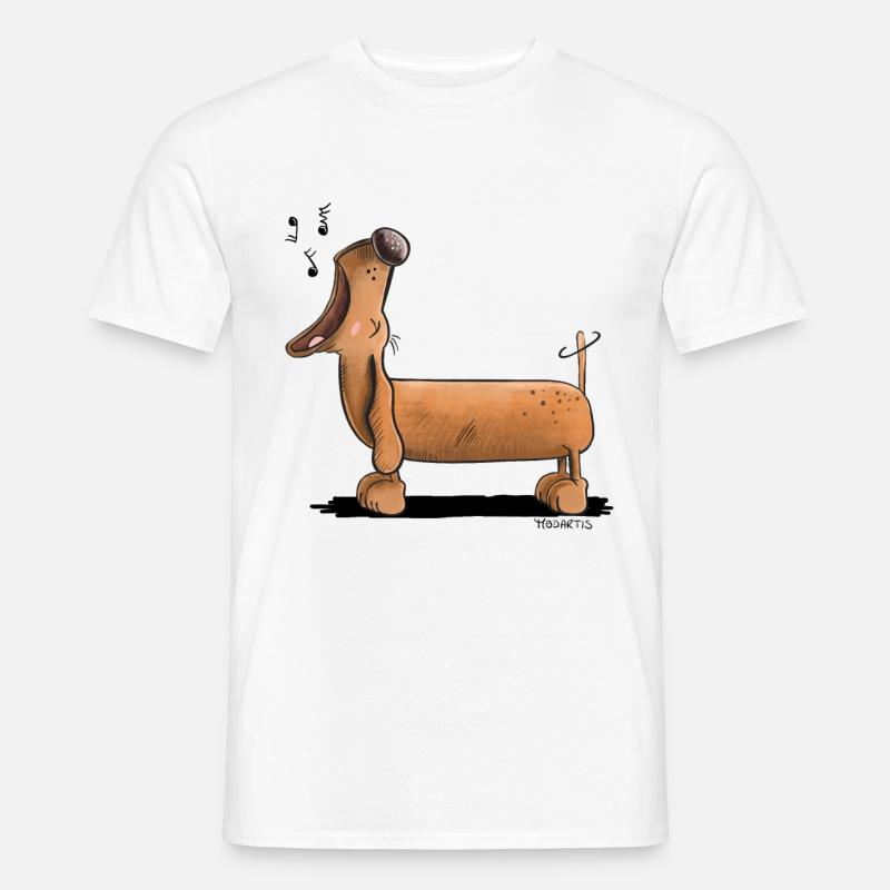 Jaulender Dackel - Dachshund - Comic - Männer T-Shirt - Weiß