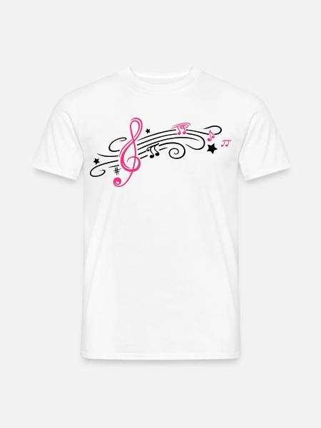 Music, clef with stars and music notes - Men's T-Shirt - white