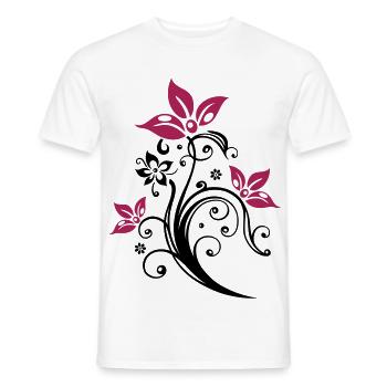 Fleurs avec ornement floral filigrane. Féminin. - T-shirt homme - blanc - Devant - AI Model Male 178 dark (178cm)