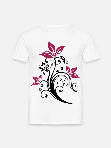 Fleurs avec ornement floral filigrane. Féminin. - T-shirt homme - blanc