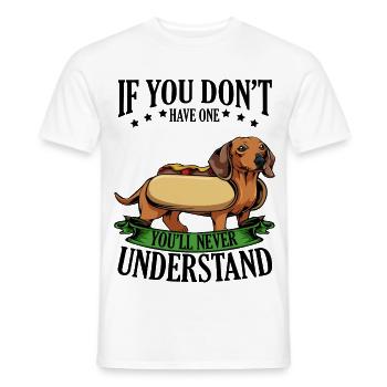 Dackel Hotdog mit Banner - Männer T-Shirt - Weiß - Vorne - AI Model Male 178 dark (178cm)
