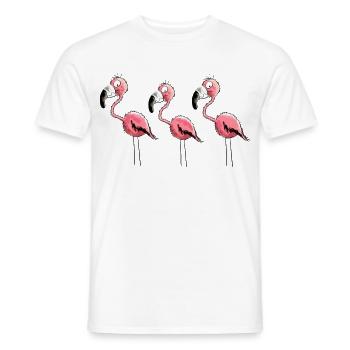 Three Flamingos - Men's T-Shirt - white - Front - AI Model Male 178 dark (178cm)