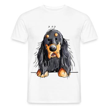 Drôle Gordon Setter dessin animé - Chien - Cadeau - T-shirt homme - blanc - Devant - AI Model Male 178 dark (178cm)