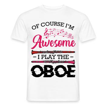 Pink music sheet music graphic - Men's T-Shirt - white - Front - AI Model Male 178 dark (178cm)