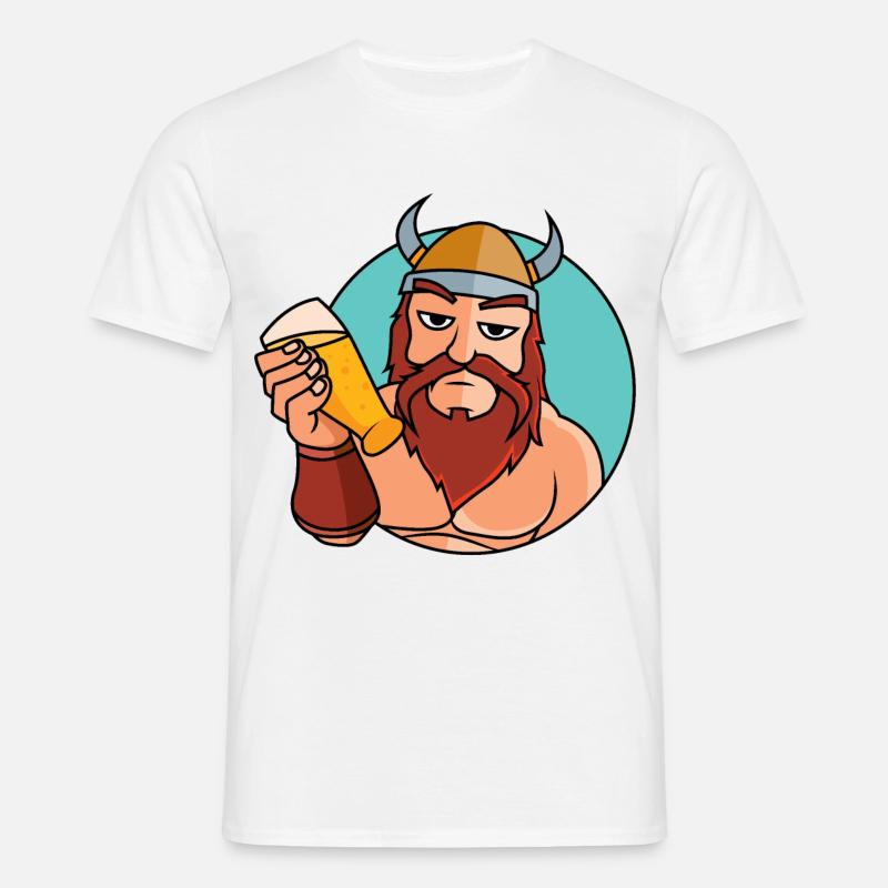Wikinger mit Bierglas - Männer T-Shirt - Weiß