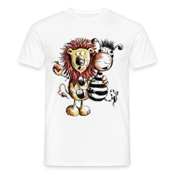 Löwe und Zebra - Löwen - Zebras - Comic - Geschenk - Männer T-Shirt - Weiß - Vorne - AI Model Male 178 dark (178cm)