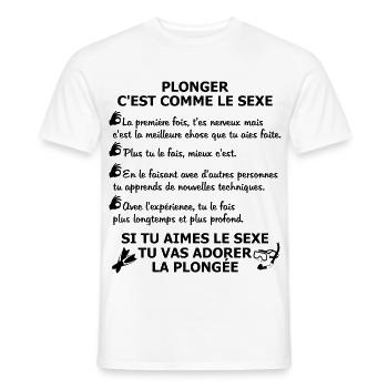 Plonger c'est comme le sexe - T-shirt homme - blanc - Devant - AI Model Male 178 dark (178cm)