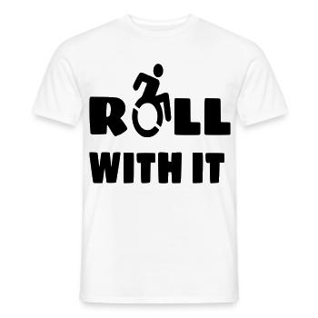 Ich rolle mit meinem Rollstuhl, Rolle, Behinderten # - Männer T-Shirt - Weiß - Vorne - AI Model Male 178 dark (178cm)