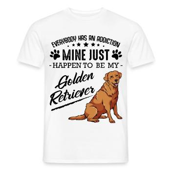 Chien Golden Retriever sur le noir - T-shirt homme - blanc - Devant - AI Model Male 178 dark (178cm)