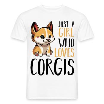 Corgi girl loves dogs - Men's T-Shirt - white - Front - AI Model Male 178 dark (178cm)