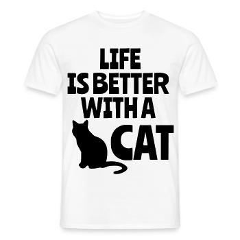 Life is better with a cat, cats, animals # - Men's T-Shirt - white - Front - AI Model Male 178 dark (178cm)