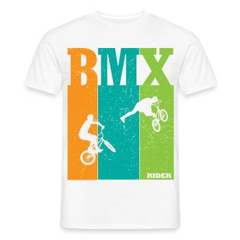 BMX Color Block Rider Silhouettes - Men's T-Shirt - white - Front - AI Model Male 178 dark (178cm)