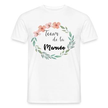 team of the floral flower leaves - Men's T-Shirt - white - Front - AI Model Male 178 dark (178cm)
