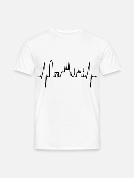 Barcelona Skyline Herzschlag Sagrada Familia Fan - Männer T-Shirt - Weiß