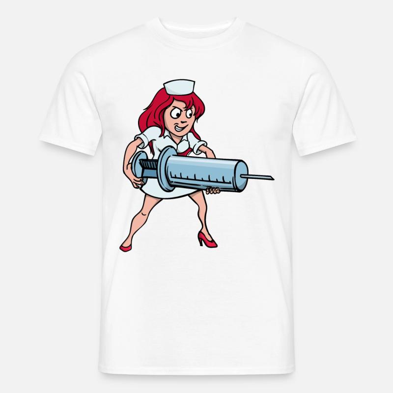 Krankenschwester Spritze Injektion Impfung Beruf - Männer T-Shirt - Weiß