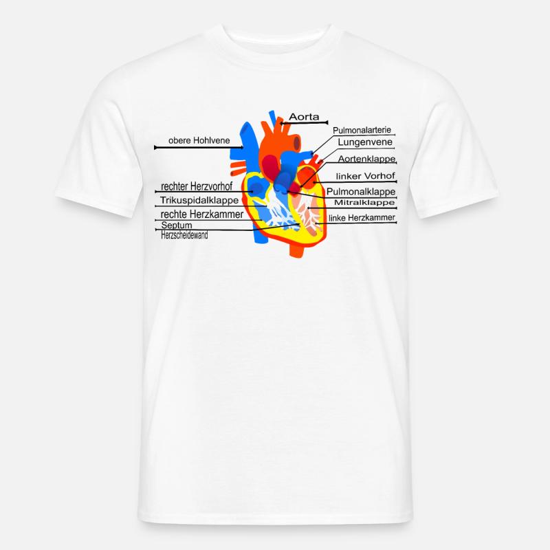 Anatomisches Herz, Cor, - Männer T-Shirt - Weiß