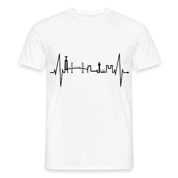 Lisbon Skyline Heartbeat Portugal Love Lisboa - Men's T-Shirt - white - Front - AI Model Male 178 dark (178cm)