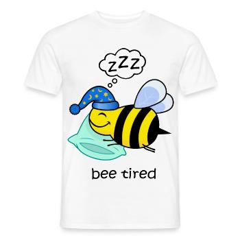 bee tired, funny tired bee cute animals sleep - Men's T-Shirt - white - Front - AI Model Male 178 dark (178cm)