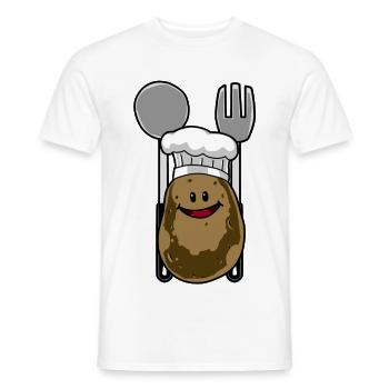 Pommes de terre Cuisiniers Bonnet à cuisine Pommes de terre - T-shirt homme - blanc - Devant - AI Model Male 178 dark (178cm)