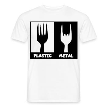 Kunststoff versus Schwermetall. Metal, Hard Rock # - Männer T-Shirt - Weiß - Vorne - AI Model Male 178 dark (178cm)