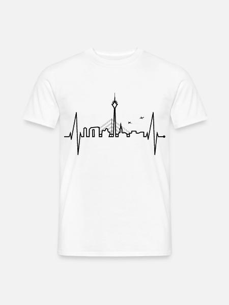 Düsseldorf Skyline Herzschlag Liebe Düsseldorfer - Männer T-Shirt - Weiß