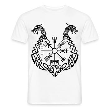Schwarzer Drache und Wikingerkompass - Männer T-Shirt - Weiß - Vorne - AI Model Male 178 dark (178cm)