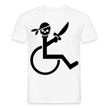 Fauteuil roulant Pirate pour les rouleaux durs. Chemise humoristique * - T-shirt homme - blanc - Devant - AI Model Male 178 dark (178cm)