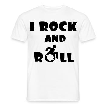 Je fais du rock and roll. Humour en fauteuil roulant # - T-shirt homme - blanc - Devant - AI Model Male 178 dark (178cm)