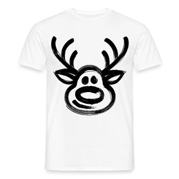 Christmas reindeer face deer - Men's T-Shirt - white - Front - AI Model Male 178 dark (178cm)