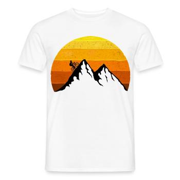 Road bike, mountain, sunset, bike, mountain tour - Men's T-Shirt - white - Front - AI Model Male 178 dark (178cm)
