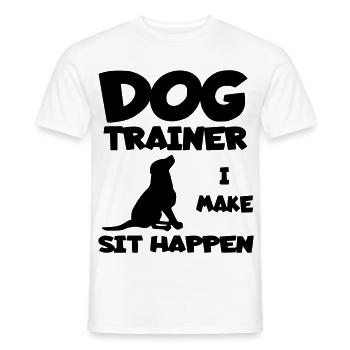 L’éducateur canin permet au chien de s’asseoir. Chemise d’humour * - T-shirt homme - blanc - Devant - AI Model Male 178 dark (178cm)