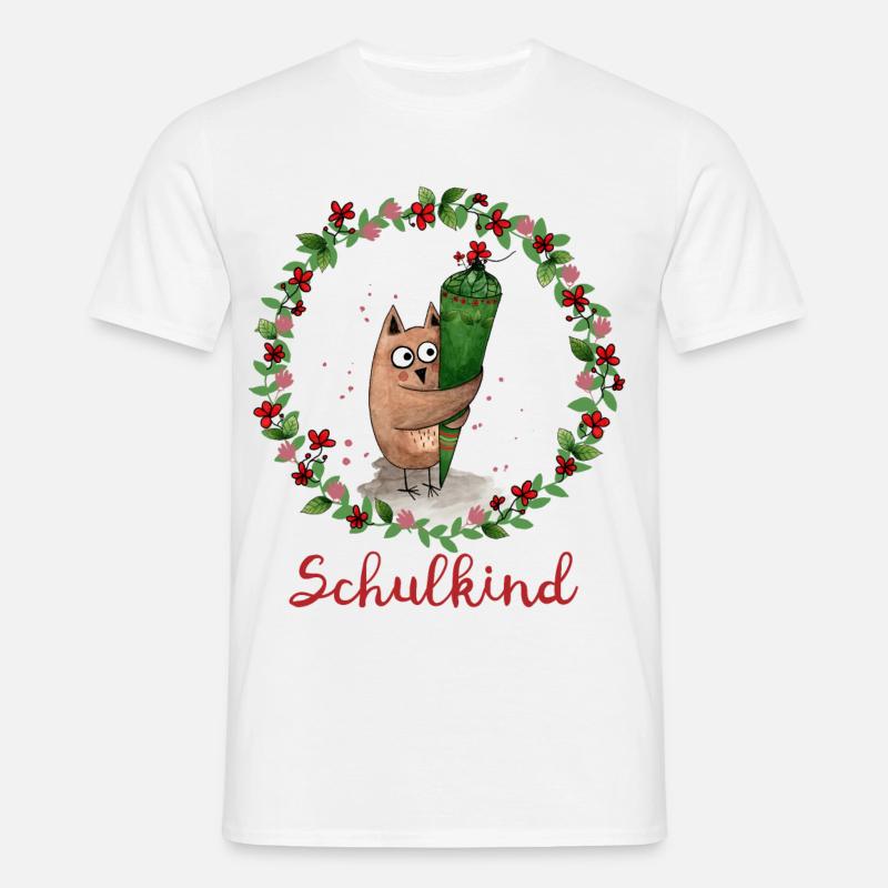 Schulkind Eule - Männer T-Shirt - Weiß