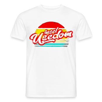 insel usedom shirt retro vintage aufkleber sticker - Männer T-Shirt - Weiß - Vorne - AI Model Male 178 dark (178cm)