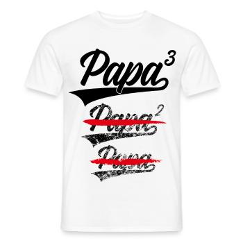 PAPA HOCH 3 KINDER DREIFACHER VATER DREI KINDER - Männer T-Shirt - Weiß - Vorne - AI Model Male 178 dark (178cm)