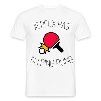 je peux pas j ai ping pong - T-shirt homme - blanc - Devant - AI Model Male 178 dark (178cm)