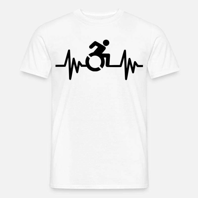 Rollstuhlfahrer mit klopfendem Herzen # - Männer T-Shirt - Weiß