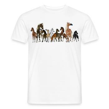Pferde Schule - Gruppenbild mit allen Pferden - Männer T-Shirt - Weiß - Vorne - AI Model Male 178 dark (178cm)
