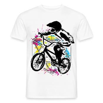 Bmx Racing Retro Bunt - Bmx Fahrrad - Bmx Bike - T-shirt homme - blanc - Devant - AI Model Male 178 dark (178cm)