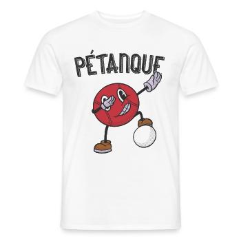 Tenue de pétanque boule pour boule bouler - T-shirt homme - blanc - Devant - AI Model Male 178 dark (178cm)