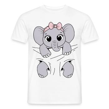 Bébé Éléphant Porter Animal Drôle Bébé Éléphant - T-shirt homme - blanc - Devant - AI Model Male 178 dark (178cm)
