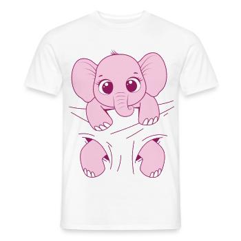 Bébé Éléphant Porter Drôle Rose Bébé Éléphant - T-shirt homme - blanc - Devant - AI Model Male 178 dark (178cm)