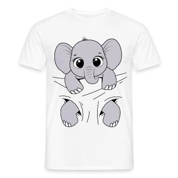 Bébé Éléphant Animal Drôle Porter Bébé Éléphant - T-shirt homme - blanc - Devant - AI Model Male 178 dark (178cm)